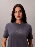 Grey Glossy Metallic Logo T-shirt  Women
