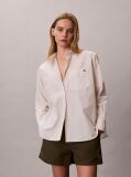 White Relaxed Cotton Poplin Stripe Shirt  Women
