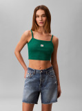 Green Cropped Ribbed Cotton Cami Top  Women