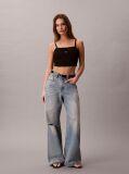 Black Cropped Ribbed Cotton Cami Top  Women
