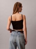 Black Cropped Ribbed Cotton Cami Top  Women