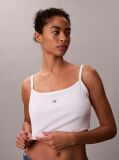 White Cropped Ribbed Cotton Cami Top  Women