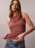 Brown Slim Ribbed Cotton Tank Top  Women