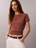 Καφέ T-shirt Με Slim Γραμμή Από Βαμβακερό Ριπ  Γυναίκα