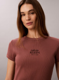 Καφέ T-shirt Με Slim Γραμμή Από Βαμβακερό Ριπ  Γυναίκα