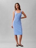 Blue Ribbed Sleeveless Midi Dress  Women