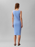 Blue Ribbed Sleeveless Midi Dress  Women