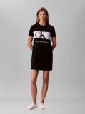 Μαύρο Φόρεμα T-Shirt Με Δίχρωμο Λογότυπο  Γυναίκα