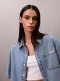 Μπλε Denim Crop Πουκάμισο Με Boxy Εφαρμογή  Γυναίκα