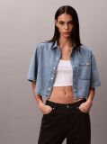 Μπλε Denim Crop Πουκάμισο Με Boxy Εφαρμογή  Γυναίκα
