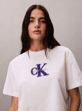 Λευκό Άνετο T-shirt Με Γραφικό Λογότυπο  Γυναίκα
