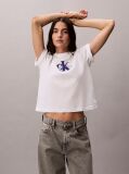 Λευκό Άνετο T-shirt Με Γραφικό Λογότυπο  Γυναίκα