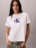 Λευκό Άνετο T-shirt Με Γραφικό Λογότυπο  Γυναίκα