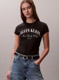 Black Slim Varsity Logo T-shirt  Women