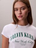 Λευκό T-shirt Με Slim Γραμμή Και Varsity Λογότυπο   Γυναίκα