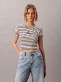Μαύρο Ριγέ Ριπ T-shirt Με Slim Γραμμή  Γυναίκα