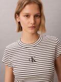 Μαύρο Ριγέ Ριπ T-shirt Με Slim Γραμμή  Γυναίκα