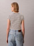 Μαύρο Ριγέ Ριπ T-shirt Με Slim Γραμμή  Γυναίκα
