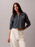 Μπλε Κοντό Hoodie Από Terry Με Monologo  Γυναίκα