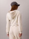 Μπεζ Κοντό Hoodie Με Φερμουάρ Και Ελαστική Ζώνη Με Λογότυπο  Γυναίκα