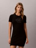 Μαύρο Mini Φόρεμα T-Shirt Με Κεντημένο Monologo  Γυναίκα