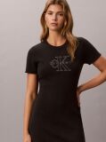 Μαύρο Mini Φόρεμα T-Shirt Με Κεντημένο Monologo  Γυναίκα
