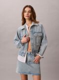 Denim Boxy Denim Τζάκετ Με Ρίγα Λογότυπου  Γυναίκα