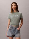 Πράσινο T-Shirt Με Ρετρό Λογότυπο Και Στρογγυλή Λαιμόκοψη  Γυναίκα