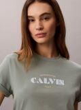 Πράσινο T-Shirt Με Ρετρό Λογότυπο Και Στρογγυλή Λαιμόκοψη  Γυναίκα