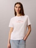 Λευκό T-Shirt Με Ρετρό Λογότυπο Και Στρογγυλή Λαιμόκοψη  Γυναίκα