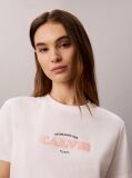 Λευκό T-Shirt Με Ρετρό Λογότυπο Και Στρογγυλή Λαιμόκοψη  Γυναίκα