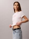 Λευκό T-Shirt Με Ρετρό Λογότυπο Και Στρογγυλή Λαιμόκοψη  Γυναίκα