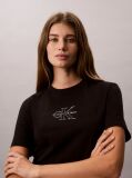 Μαύρο T-Shirt Monologo Με Στρογγυλή Λαιμόκοψη  Γυναίκα