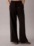Black Monogram Embroidery Contrast Piping Terry Joggers  Women