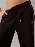 Black Monogram Embroidery Contrast Piping Terry Joggers  Women