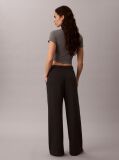 Black Monogram Embroidery Contrast Piping Terry Joggers  Women