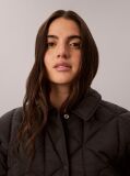 Black Print Lightweight Short Quilted Liner Jacket  Women