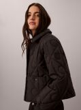 Black Print Lightweight Short Quilted Liner Jacket  Women