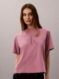 Ροζ T-Shirt Με Boxy Γραμμή Και Μονόγραμμα  Γυναίκα