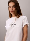 Λευκό T-Shirt Με Boxy Γραμμή Και Μονόγραμμα  Γυναίκα