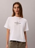 Λευκό T-Shirt Με Boxy Γραμμή Και Μονόγραμμα  Γυναίκα
