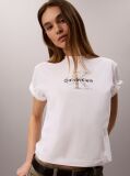 Λευκό T-Shirt Με Boxy Γραμμή Και Μονόγραμμα  Γυναίκα
