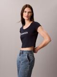 Μπλε T-Shirt Με Baby Fit Και Λογότυπο Varsity  Γυναίκα
