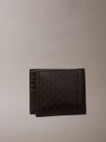 Brown Allover Emblem Logo Bifold Wallet with Coin Pouch  Men