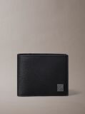 Black Emblem Logo Textured Bifold Wallet  Men