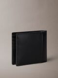 Black Leather Logo Graphic Coin Pocket Wallet  Men