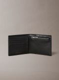 Black Leather Logo Graphic Coin Pocket Wallet  Men