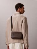 Brown Logo Pebbled Crossbody Camera Bag  Men