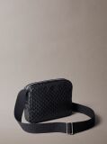 Black Coated Emblem Logo Crossbody Camera Bag  Men