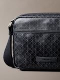 Black Coated Emblem Logo Crossbody Camera Bag  Men